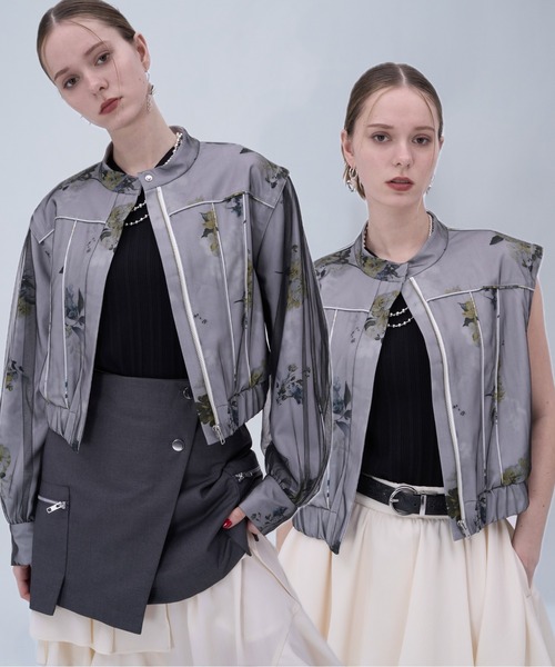 HARE（ハレ）の「2WAYフラワーシアーレイヤーブルゾン(HARE)（ブルゾン・レディース・ホワイト/ブラック・FREE）」の2枚目の写真