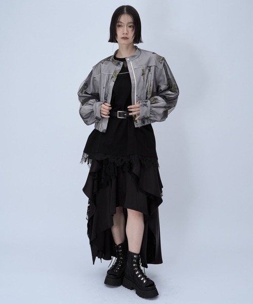 HARE（ハレ）の「2WAYフラワーシアーレイヤーブルゾン(HARE)（ブルゾン・レディース・ホワイト/ブラック・FREE）」の5枚目の写真