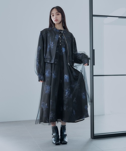 HARE（ハレ）の「2WAYフラワーシアーレイヤーブルゾン(HARE)（ブルゾン・レディース・ホワイト/ブラック・FREE）」の7枚目の写真