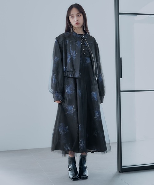 HARE（ハレ）の「2WAYフラワーシアーレイヤーブルゾン(HARE)（ブルゾン・レディース・ホワイト/ブラック・FREE）」の8枚目の写真