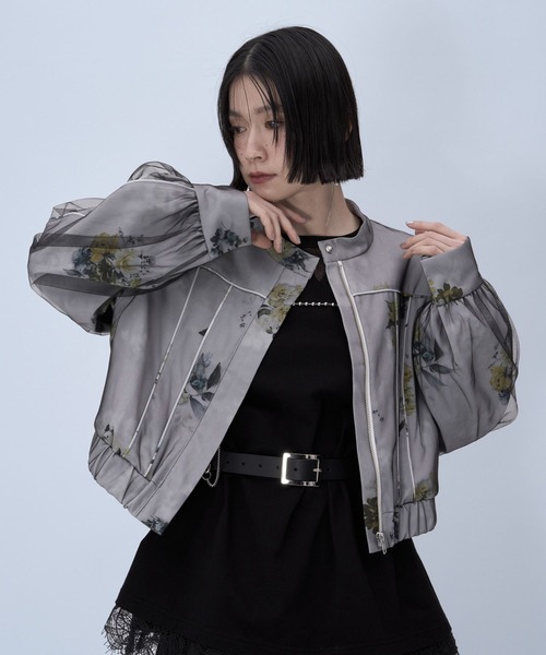 HARE（ハレ）の「2WAYフラワーシアーレイヤーブルゾン(HARE)（ブルゾン・レディース・ホワイト/ブラック・FREE）」の10枚目の写真