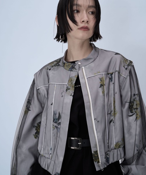 HARE（ハレ）の「2WAYフラワーシアーレイヤーブルゾン(HARE)（ブルゾン・レディース・ホワイト/ブラック・FREE）」の11枚目の写真