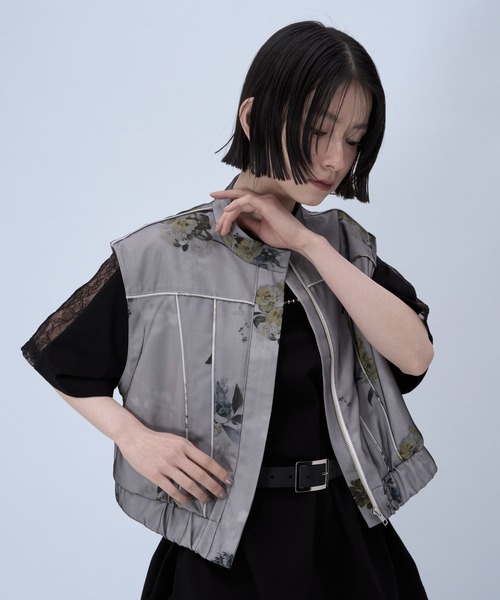 HARE（ハレ）の「2WAYフラワーシアーレイヤーブルゾン(HARE)（ブルゾン・レディース・ホワイト/ブラック・FREE）」の12枚目の写真