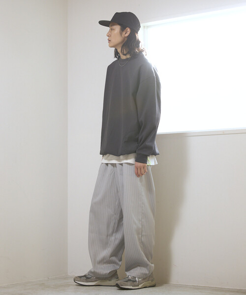 Firsthand(ファーストハンド)の「Firsthand/ファーストハンド スピンドル ストライプ イージー ワイドパンツ / セットアップ対応(その他パンツ・メンズ・チャコールグレー/グレー/ベージュ/ブラック・LARGE/MEDIUM)」の5枚目の写真