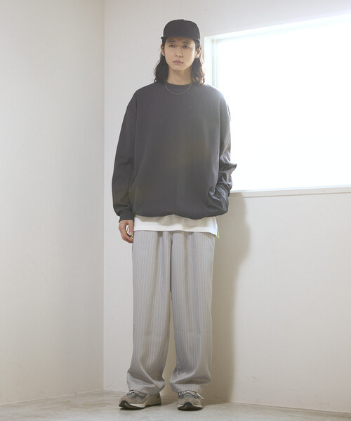 Firsthand(ファーストハンド)の「Firsthand/ファーストハンド スピンドル ストライプ イージー ワイドパンツ / セットアップ対応(その他パンツ・メンズ・チャコールグレー/グレー/ベージュ/ブラック・LARGE/MEDIUM)」の14枚目の写真