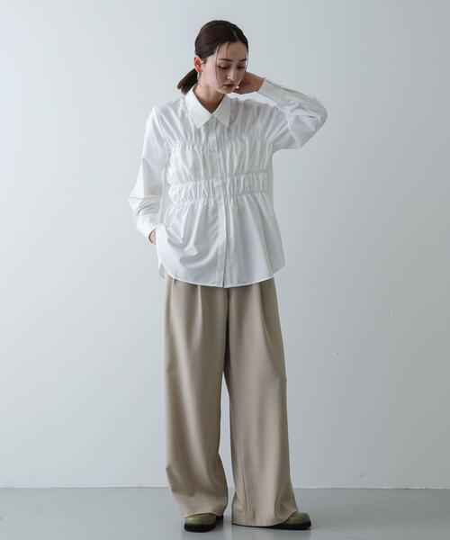 SENSE OF PLACE by URBAN RESEARCH（センスオブプレイスバイアーバンリサーチ）の「シャーリングデザインシャツ（シャツ/ブラウス・レディース・ライトブルー/オフホワイト/ピンク・ONE）」の7枚目の写真