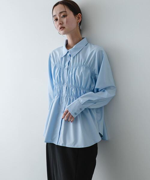 SENSE OF PLACE by URBAN RESEARCH（センスオブプレイスバイアーバンリサーチ）の「シャーリングデザインシャツ（シャツ/ブラウス・レディース・ライトブルー/オフホワイト/ピンク・ONE）」の14枚目の写真