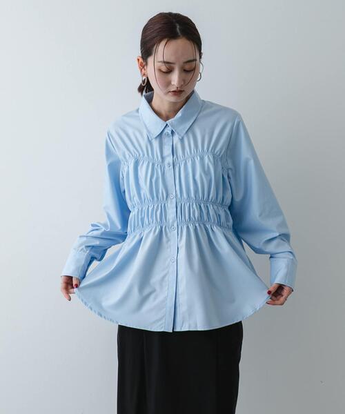SENSE OF PLACE by URBAN RESEARCH（センスオブプレイスバイアーバンリサーチ）の「シャーリングデザインシャツ（シャツ/ブラウス・レディース・ライトブルー/オフホワイト/ピンク・ONE）」の15枚目の写真