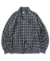 TRAVEL（トラベル）の「チェックパイピングトラックジャケットブルー（ナイロンジャケット）」