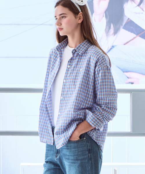 SLOWLOLLI（スローローリ）の「Maison check shirt_2 Colors（シャツ/ブラウス・レディース・ブルー/Cream・FREE）」の3枚目の写真
