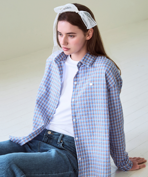 SLOWLOLLI（スローローリ）の「Maison check shirt_2 Colors（シャツ/ブラウス・レディース・ブルー/Cream・FREE）」の4枚目の写真