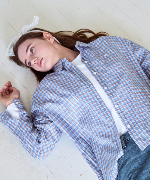 SLOWLOLLI（スローローリ）の「Maison check shirt_2 Colors（シャツ/ブラウス・レディース・ブルー/Cream・FREE）」の5枚目の写真
