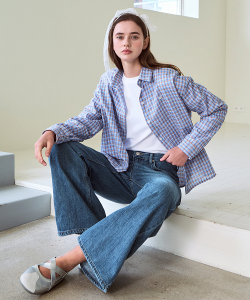 SLOWLOLLI（スローローリ）の「Maison check shirt_2 Colors（シャツ/ブラウス・レディース・ブルー/Cream・FREE）」の6枚目の写真