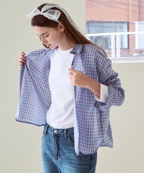 SLOWLOLLI（スローローリ）の「Maison check shirt_2 Colors（シャツ/ブラウス・レディース・ブルー/Cream・FREE）」の8枚目の写真