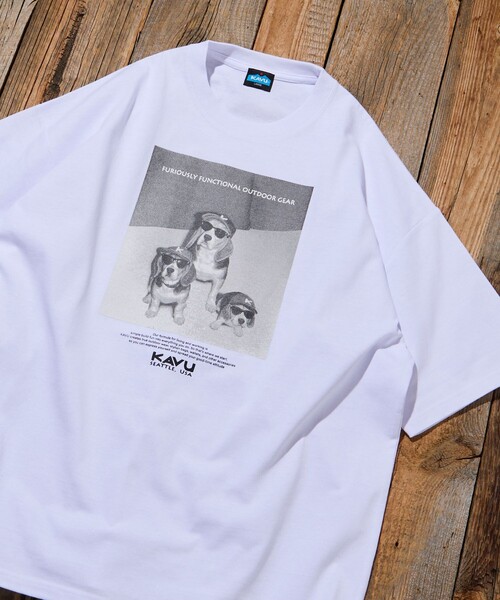 FREAK'S STORE(フリークスストア)の「限定展開 KAVU×FREAK'S STORE カブー 別注 ビッグシルエット フォトプリント Tシャツ DOG(Tシャツ/カットソー・メンズ・ホワイト/ピンク/スミクロ/アッシュグレー/グレイッシュベージュ・LARGE/MEDIUM/SMALL)」の7枚目の写真