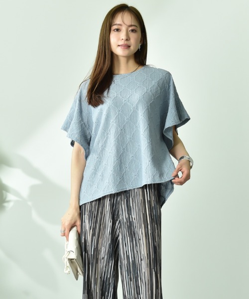 INTERPLANET（インタープラネット）の「アイレットレースプルオーバー（Tシャツ/カットソー・レディース・サックスブルー/ブラック/オフホワイト・FREE）」の22枚目の写真