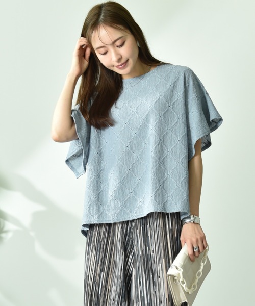 INTERPLANET（インタープラネット）の「アイレットレースプルオーバー（Tシャツ/カットソー・レディース・サックスブルー/ブラック/オフホワイト・FREE）」の20枚目の写真