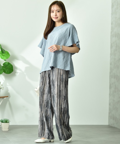 INTERPLANET（インタープラネット）の「アイレットレースプルオーバー（Tシャツ/カットソー・レディース・サックスブルー/ブラック/オフホワイト・FREE）」の19枚目の写真