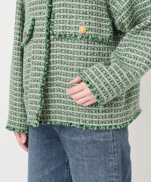 journal standard L'essage（ジャーナルスタンダードレサージュ）の「【SP】GIOLICA TWEED ドルマンジャケット 2（ノーカラージャケット・レディース・グリーン系その他・FREE）」の13枚目の写真