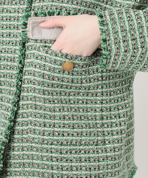 journal standard L'essage（ジャーナルスタンダードレサージュ）の「【SP】GIOLICA TWEED ドルマンジャケット 2（ノーカラージャケット・レディース・グリーン系その他・FREE）」の14枚目の写真