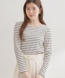 couture brooch | 【洗える】ハートネック テレコプルオーバー(Tシャツ/カットソー)