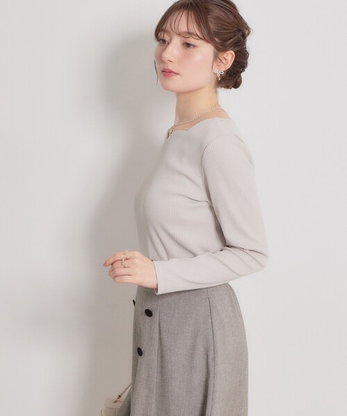 couture brooch（クチュールブローチ）の「ハートネックテレコプルオーバー（Tシャツ/カットソー・レディース・ネイビー/サンドベージュ/ホワイト系5/オフホワイト・42/40/38/36）」の14枚目の写真