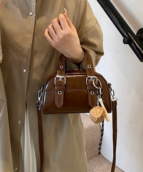 Teem Store(チームストア)の「【ペットボトル収納可能】ベルトデザインミニボストンバッグ(ボストンバッグ・レディース・ブラウン/レッド/ダークブラウン/ブラック・F)」の21枚目の写真