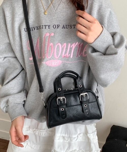 Teem Store(チームストア)の「【ペットボトル収納可能】ベルトデザインミニボストンバッグ(ボストンバッグ・レディース・ブラウン/レッド/ダークブラウン/ブラック・F)」の9枚目の写真