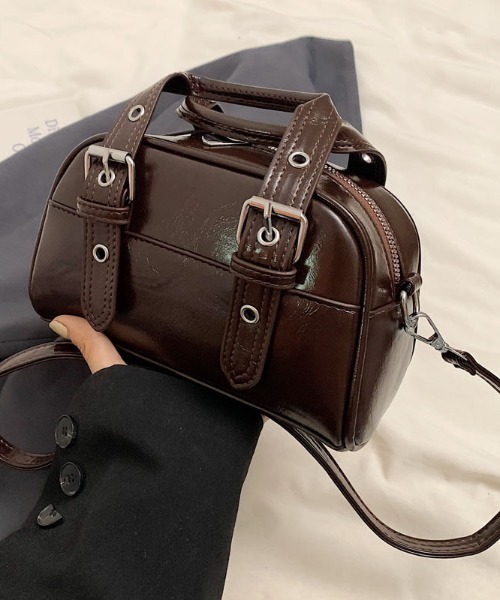 Teem Store(チームストア)の「【ペットボトル収納可能】ベルトデザインミニボストンバッグ(ボストンバッグ・レディース・ブラウン/レッド/ダークブラウン/ブラック・F)」の12枚目の写真