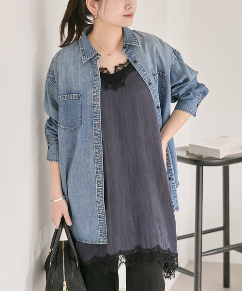 JOURNAL STANDARD(ジャーナルスタンダード)の「《追加3》フィブリルリヨセルキャミワンピース(ワンピース・レディース・ネイビー/アイボリー・FREE)」の2枚目の写真