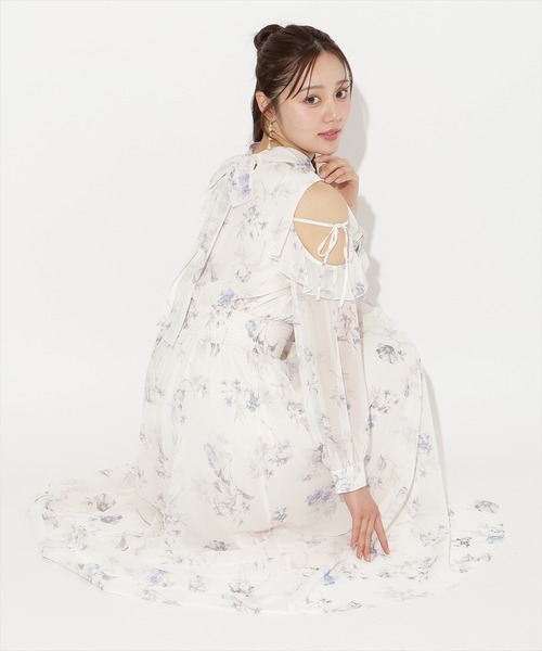 WILLSELECTION(ウィルセレクション)の「フラワープリントフリルスリーブワンピース(ワンピース・レディース・ホワイト/ピンク/サックスブルー・FREE)」の2枚目の写真