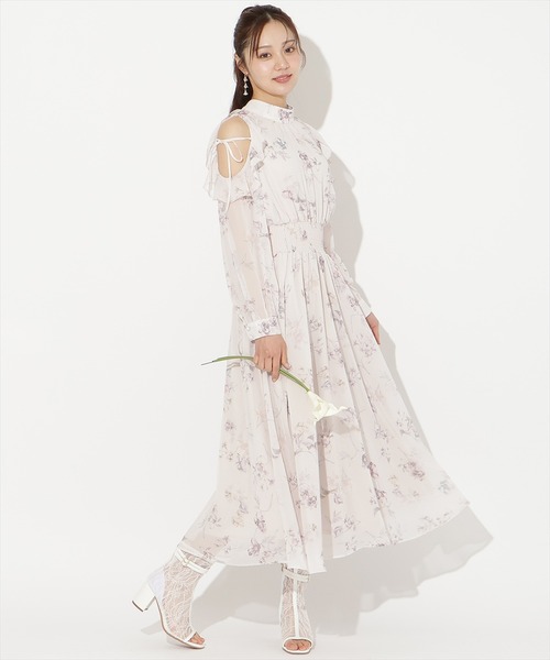 WILLSELECTION(ウィルセレクション)の「フラワープリントフリルスリーブワンピース(ワンピース・レディース・ホワイト/ピンク/サックスブルー・FREE)」の3枚目の写真