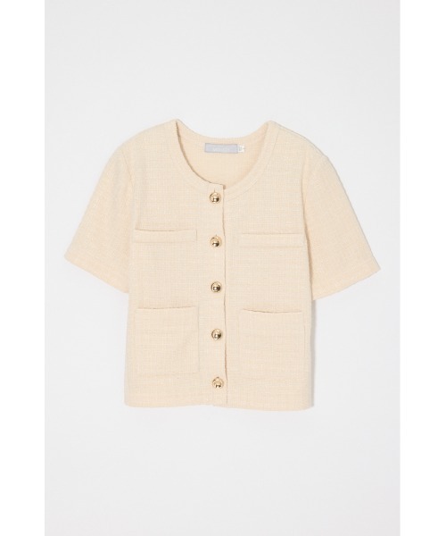 MOUSSY(マウジー)の「TWEEDY カーディガン(カーディガン/ボレロ・レディース・カーキ/オフホワイト/グレー・FREE)」の2枚目の写真