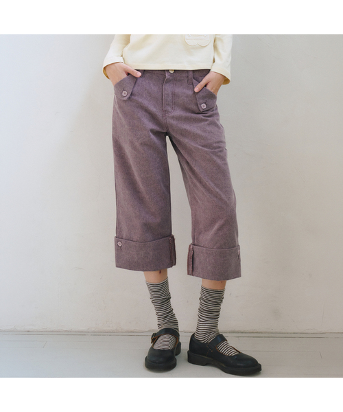 Fold Pocket Capri Pants, Purple