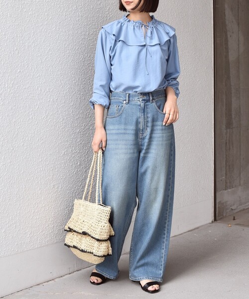 SHIPS Colors(シップス カラーズ)の「SHIPS Colors:ペーパー フリル トート◇(かごバッグ・レディース・ベージュ/ナチュラル・ONE SIZE)」の17枚目の写真
