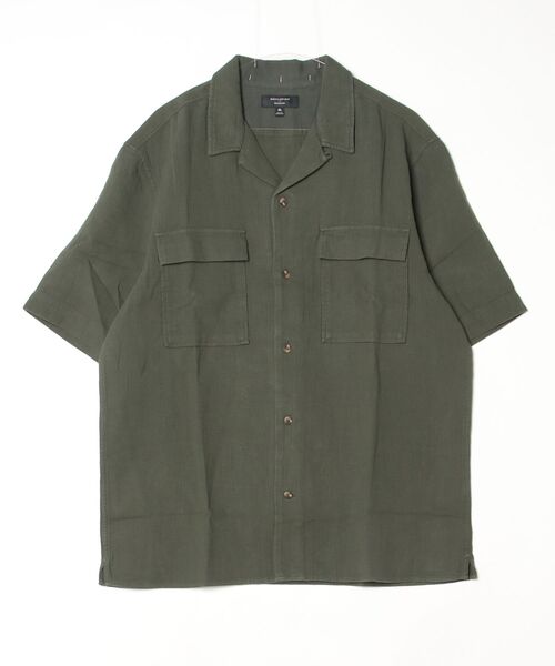 BANANA REPUBLIC FACTORY STORE（バナナリパブリック ファクトリーストア）の「BANANA REPUBLIC FACTORY STORE　　スタンダードフィット ダブルウィーブ リゾートシャツ（シャツ/ブラウス・メンズ・アイボリー/ダークグリーン・S/M/L/XL）」の5枚目の写真