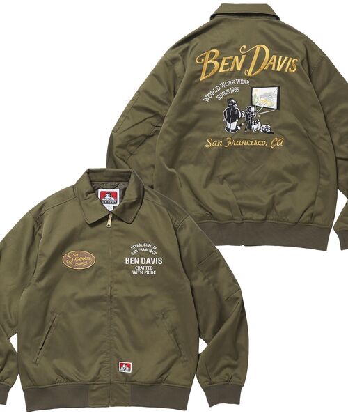 BEN DAVIS/WHITE LABEL(ベンデイビス ホワイトラベル)の「【BEN DAVIS(ベンデイビス)】THEATER EMB BM JACKET / ワーク ジャケット ジップ 刺繍 ポケット ワンポイント(ブルゾン・メンズ・カーキ/ブラック/ネイビー・LARGE/MEDIUM/X-LARGE)」の2枚目の写真