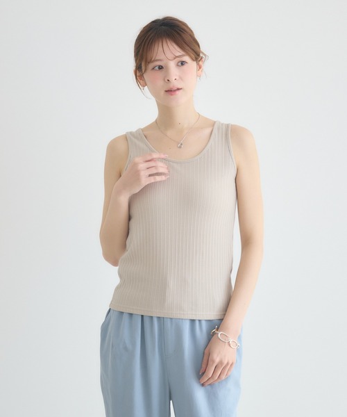 KATHARINE ROSS（キャサリンロス）の「【KATHARINE ROSS】スクエア / Uネック 2WAYリブタンクトップ（タンクトップ・レディース・ブラック/オフホワイト/ベージュ・FREE）」の3枚目の写真