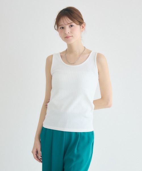 KATHARINE ROSS（キャサリンロス）の「【KATHARINE ROSS】スクエア / Uネック 2WAYリブタンクトップ（タンクトップ・レディース・ブラック/オフホワイト/ベージュ・FREE）」の2枚目の写真