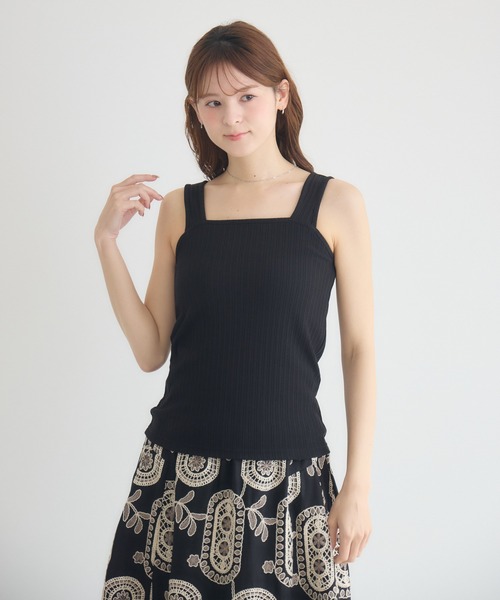 KATHARINE ROSS（キャサリンロス）の「【KATHARINE ROSS】スクエア / Uネック 2WAYリブタンクトップ（タンクトップ・レディース・ブラック/オフホワイト/ベージュ・FREE）」の4枚目の写真