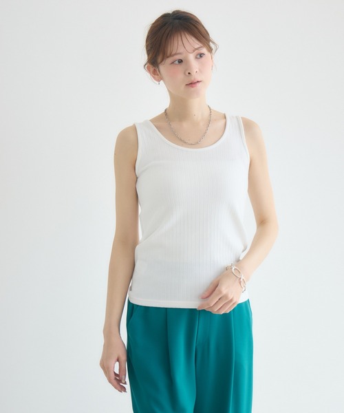 KATHARINE ROSS（キャサリンロス）の「【KATHARINE ROSS】スクエア / Uネック 2WAYリブタンクトップ（タンクトップ・レディース・ブラック/オフホワイト/ベージュ・FREE）」の9枚目の写真