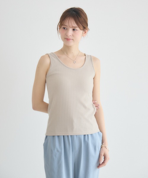 KATHARINE ROSS（キャサリンロス）の「【KATHARINE ROSS】スクエア / Uネック 2WAYリブタンクトップ（タンクトップ・レディース・ブラック/オフホワイト/ベージュ・FREE）」の12枚目の写真