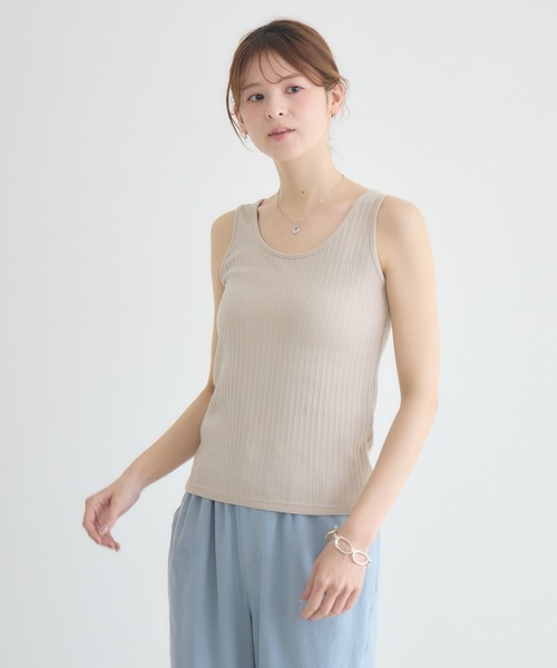 KATHARINE ROSS（キャサリンロス）の「【KATHARINE ROSS】スクエア / Uネック 2WAYリブタンクトップ（タンクトップ・レディース・ブラック/オフホワイト/ベージュ・FREE）」の13枚目の写真