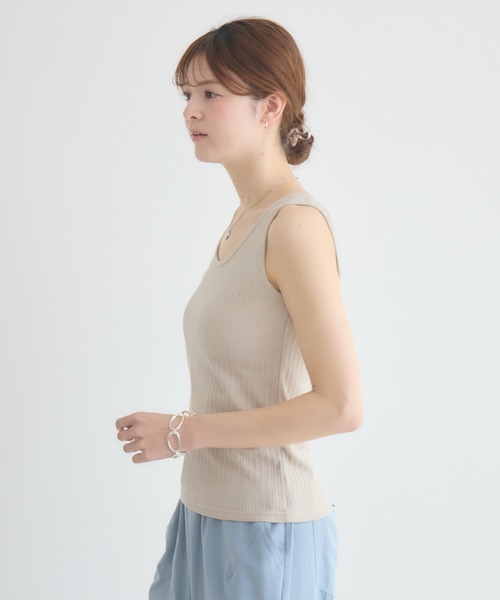 KATHARINE ROSS（キャサリンロス）の「【KATHARINE ROSS】スクエア / Uネック 2WAYリブタンクトップ（タンクトップ・レディース・ブラック/オフホワイト/ベージュ・FREE）」の14枚目の写真