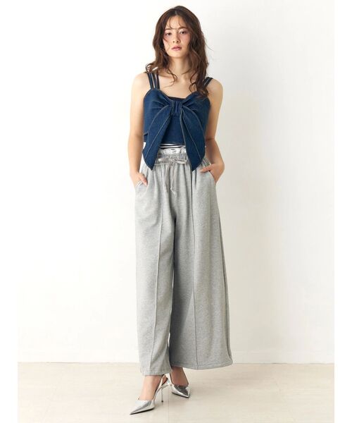 CALNAMUR（カルナムール）の「ユーズドライクデニムリボンビスチェ（キャミソール・レディース・インディゴブルー/ブラック・FREE）」の3枚目の写真