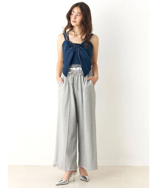 CALNAMUR（カルナムール）の「ユーズドライクデニムリボンビスチェ（キャミソール・レディース・インディゴブルー/ブラック・FREE）」の4枚目の写真