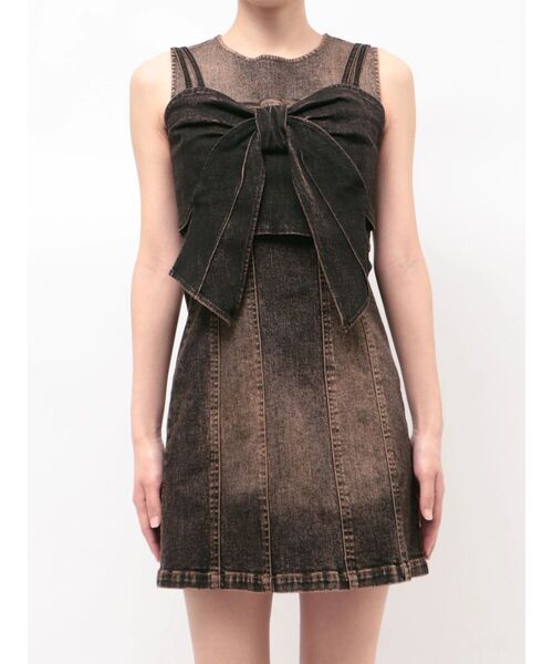 CALNAMUR（カルナムール）の「ユーズドライクデニムリボンビスチェ（キャミソール・レディース・インディゴブルー/ブラック・FREE）」の16枚目の写真