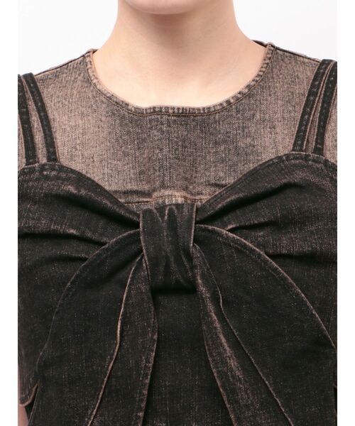 CALNAMUR（カルナムール）の「ユーズドライクデニムリボンビスチェ（キャミソール・レディース・インディゴブルー/ブラック・FREE）」の19枚目の写真