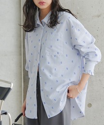 刺しゅうストライプシャツ