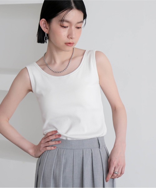 for/c(フォーシー)の「カップ付きタンクトップ【サスティナブル】(タンクトップ・レディース・ブラック/チャコール/オフホワイト・M/L/S)」の11枚目の写真